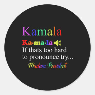Funny Kamala Harris 2024 Madam President Harris  Classic Round Sticker