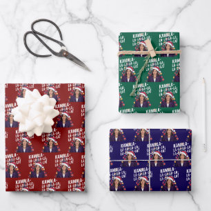 Funny Kamala Harris Christmas Holiday Kamala-la-la Wrapping Paper Sheet