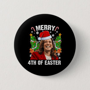 Funny Kamala Harris Christmas Santa Hat Merry 4th  6 Cm Round Badge