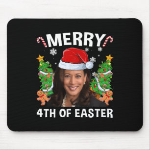 Funny Kamala Harris Christmas Santa Hat Merry 4th Mouse Mat