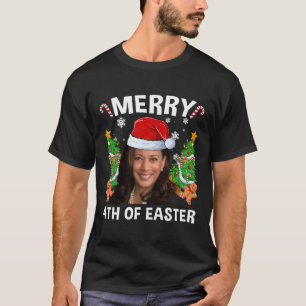 Funny Kamala Harris Christmas Santa Hat Merry 4th  T-Shirt
