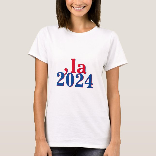 Funny Kamala Harris Comma La 2024 T-Shirt (Front)
