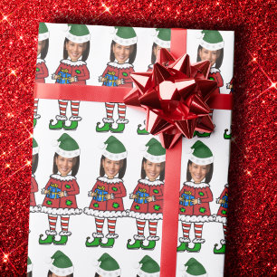 Funny kamala harris Custom Face photo Elf Xmas Wrapping Paper