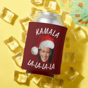 Funny Kamala Harris Face Santa Hat Christmas  Can Cooler