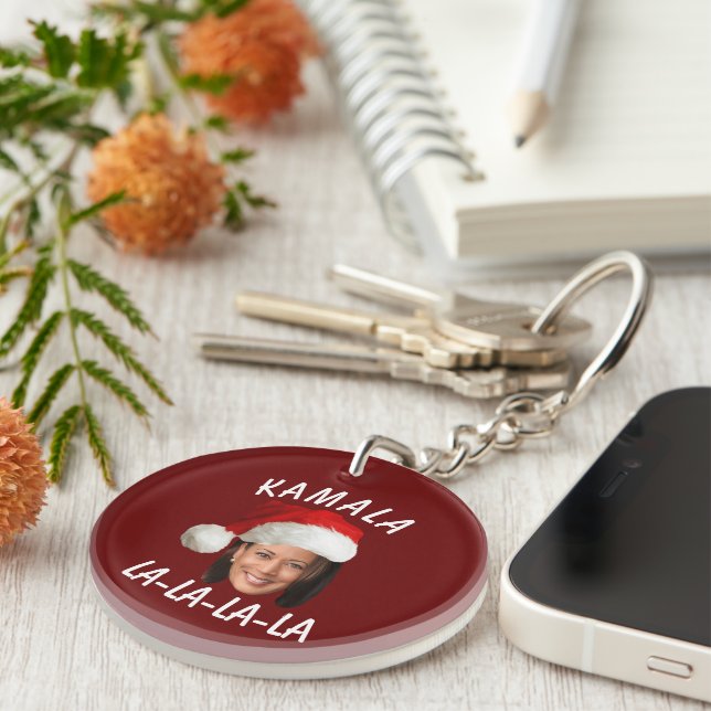 Funny Kamala Harris Face Santa Hat Christmas  Key Ring (Front Right)
