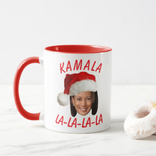 Funny Kamala Harris Face Santa Hat Christmas  Mug