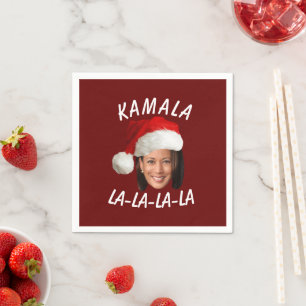 Funny Kamala Harris Face Santa Hat Christmas  Napkin