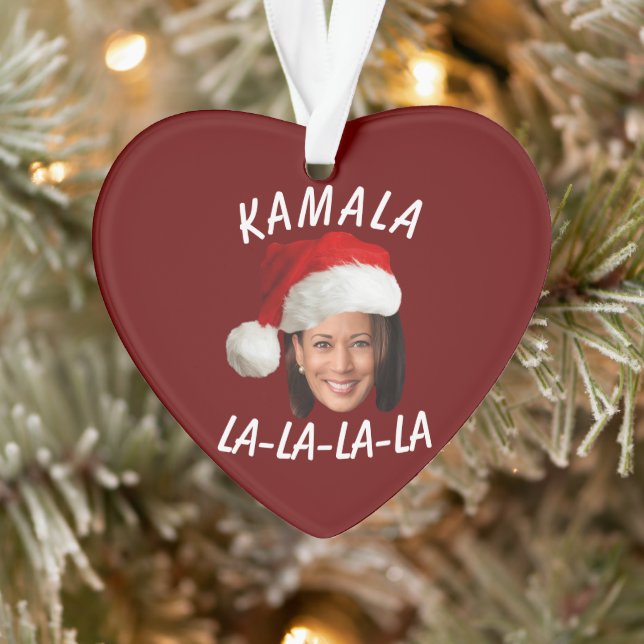 Funny Kamala Harris Face Santa Hat Christmas  Ornament (Tree)