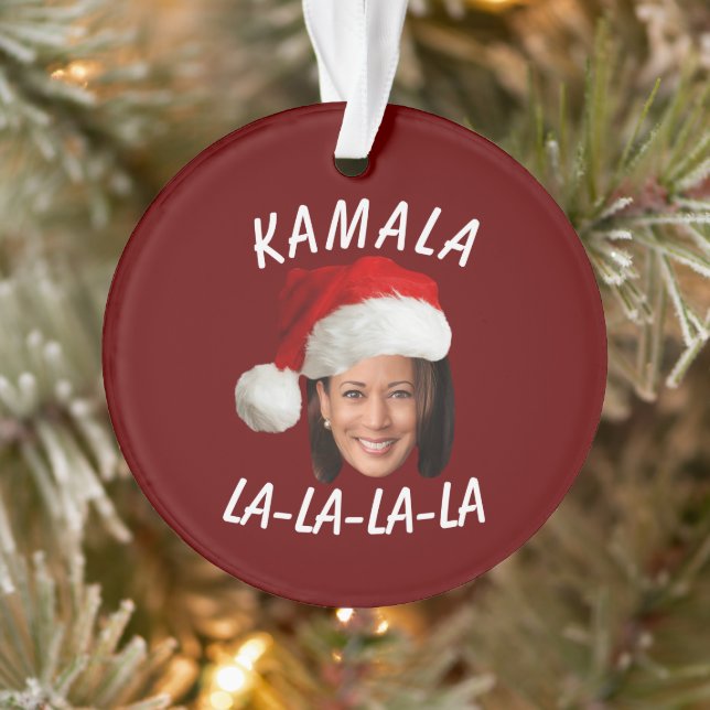 Funny Kamala Harris Face Santa Hat Christmas  Ornament (Tree)