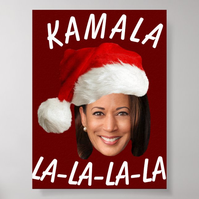 Funny Kamala Harris Face Santa Hat Christmas  Poster (Front)