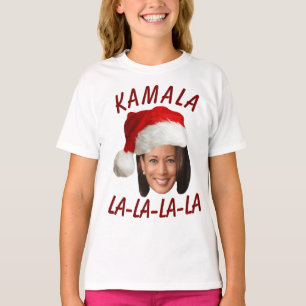 Funny Kamala Harris Face Santa Hat Christmas  T-Shirt