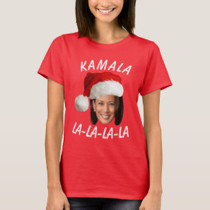 Funny Kamala Harris Face Santa Hat Christmas  T-Shirt
