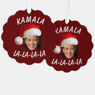 Funny Kamala Harris Face Santa Hat Christmas  Tree Decoration Card