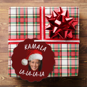 Funny Kamala Harris Face Santa Hat Christmas  Tree Decoration Card