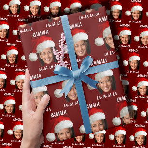 Funny Kamala Harris Face Santa Hat Christmas Wrapping Paper