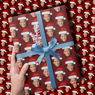 Funny Kamala Harris Face Santa Hat Christmas Wrapping Paper