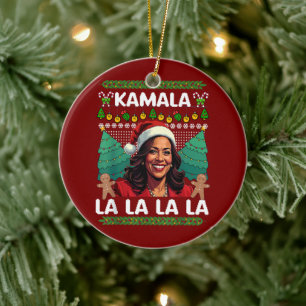 Funny Kamala Harris Political Ugly Gift Christmas Ceramic Tree Decoration
