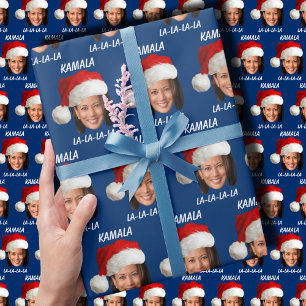 Funny Kamala Harris Santa Hat Merry Christmas Wrapping Paper