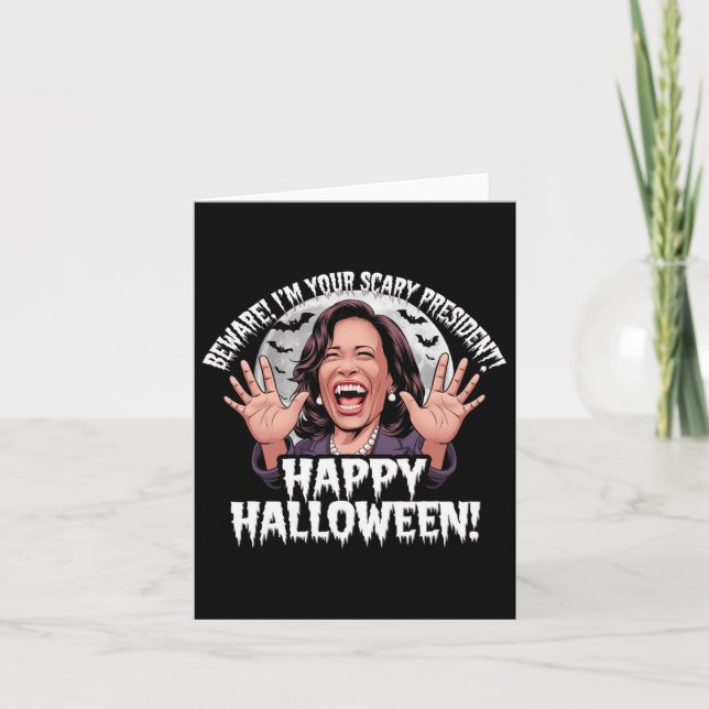 Funny Kamala Harris Scary Halloween Gag President  Card (Front)