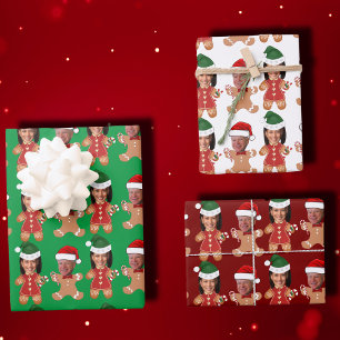 Funny Kamala Harris Walz Face Gingerbread Wrapping Paper Sheet