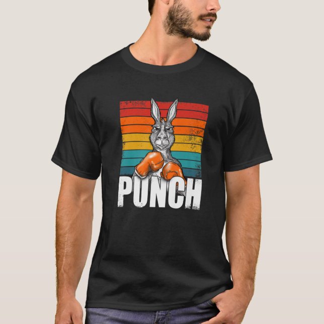Funny Kangaroo Boxing Punch, Humour Cartoon Retro T-Shirt (Front)