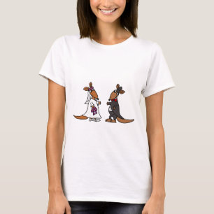 Funny Kangaroo Bride and Groom Wedding Design T-Shirt
