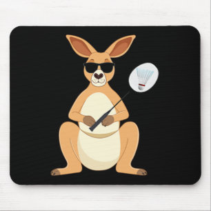 Funny Kangaroo Wearing Sungles Playing Dminton Mouse Mat