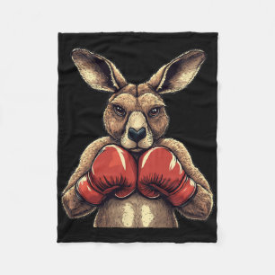 Funny Kangaroo With Gloves For A Comedy Punch Fleece Blanket