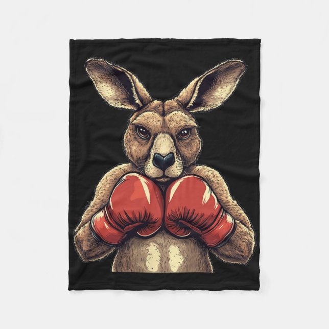 Funny Kangaroo With Gloves For A Comedy Punch  Fleece Blanket (Front)