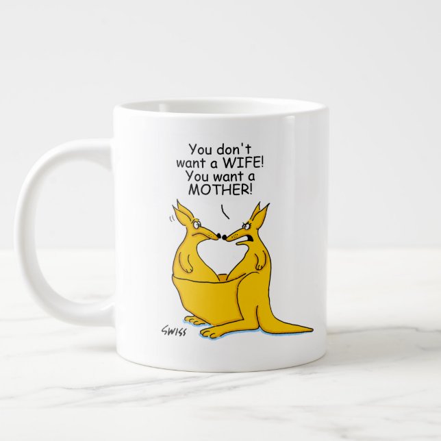 Funny Kangaroos Cartoon Large Coffee Mug (Left)