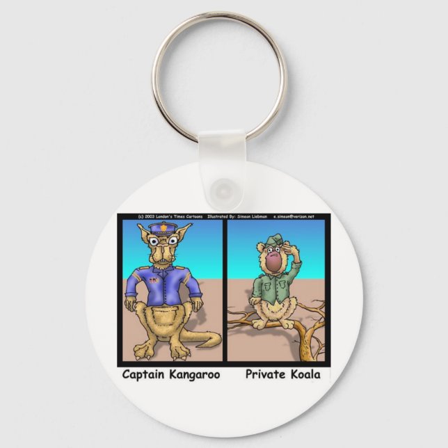Funny Kangaroos & Koala Funny Cartoon Gifts Tees Key Ring (Front)