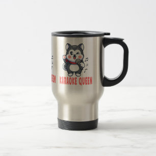 Funny Karaoke Gift Dog Lover Siberian Husky Travel Mug