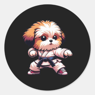 Funny Karate Bolonka Dog Humour Martial Arts Fun F Classic Round Sticker
