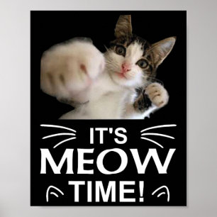 Funny Karate Boxing Cat Meow Time T Shirt Tee Shir Poster