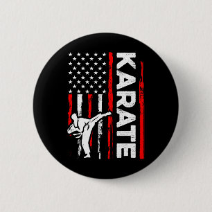 Funny Karate Design 4th Of July Usa American Flag 6 Cm Round Badge