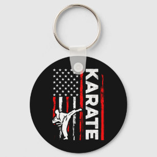 Funny Karate Design 4th Of July Usa American Flag Key Ring