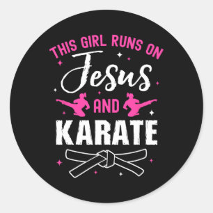 Funny Karate Design For Women Girls Karate Black B Classic Round Sticker