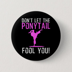 Funny Karate Design for Women Girls Karate Kick 6 Cm Round Badge