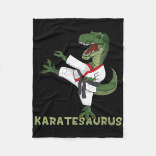 Funny Karate Dinosaur Karatesaurus T-rex Graphic K Fleece Blanket