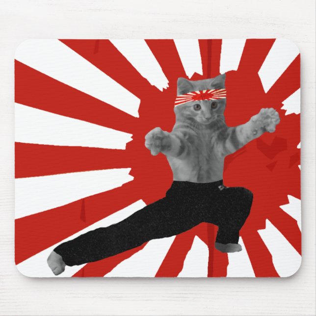 Funny Karate Kitten gifts Mouse Mat (Front)
