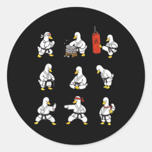 Funny Karate Silly Goose Martial Arts Fighting Classic Round Sticker