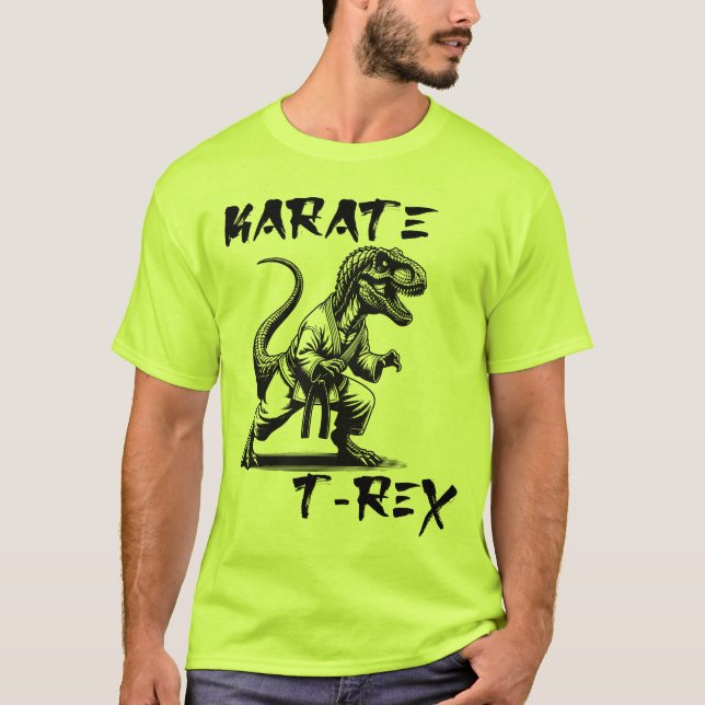 Funny Karate T-Rex Dinosaur T-Shirt (Front)