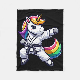 Funny Karate Unicorn Athlete Black Belt Boys Girls Fleece Blanket