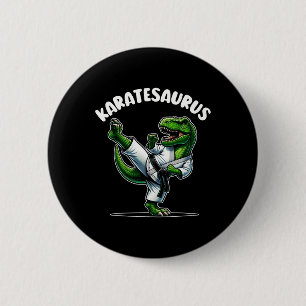 Funny Karatesaurus Dinosaur T Rex In Karate Gi Bla 6 Cm Round Badge