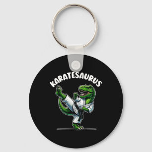 Funny Karatesaurus Dinosaur T Rex In Karate Gi Bla Key Ring