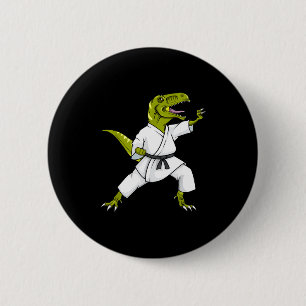 Funny Karatesaurus T-rex Dinosaur Karate Samurai D 6 Cm Round Badge