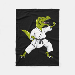 Funny Karatesaurus T-rex Dinosaur Karate Samurai D Fleece Blanket