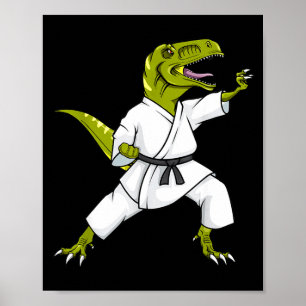 Funny Karatesaurus T-rex Dinosaur Karate Samurai D Poster