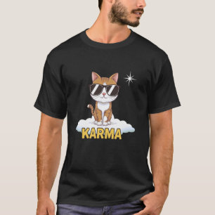 Funny Karma Cat Cool Zen Vibes Funny Retro Sunset T-Shirt