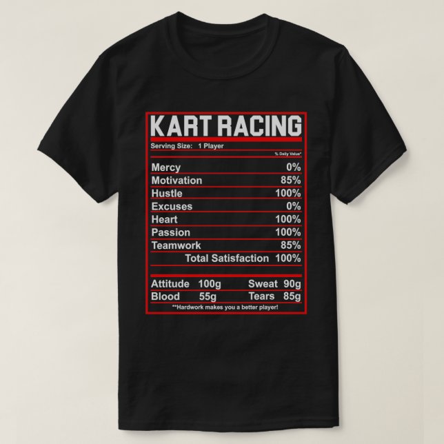 Funny Kart Racing Nutrition Facts Gift Idea Women  T-Shirt (Design Front)